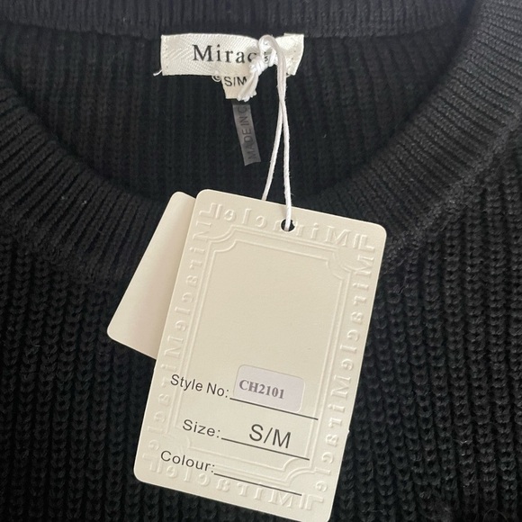 NWT Miracle Cotton Crew Neck Long Sleeves Black Sweater. Size S/M - Picture 7 of 7